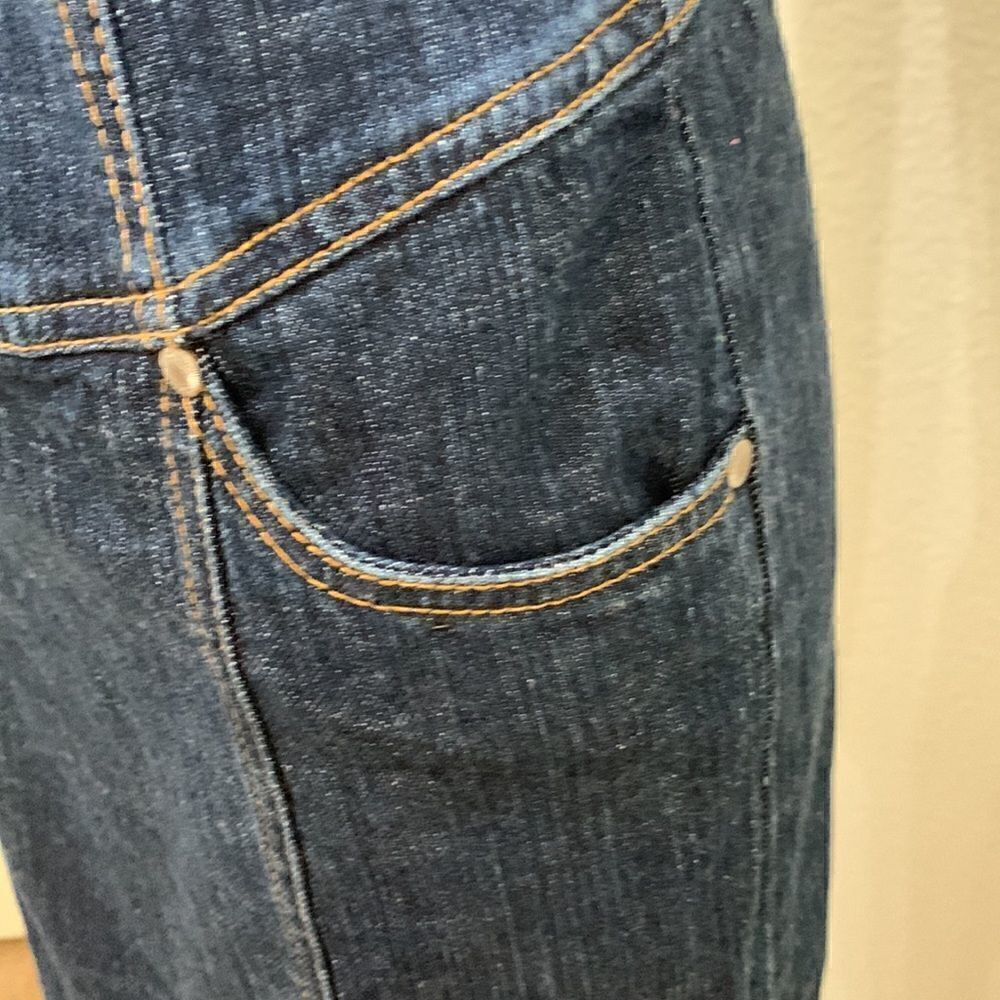 Premise Denim Blue Gold Strapless Pockets Zippered Back Woman’s Dress - Picture 7 of 16